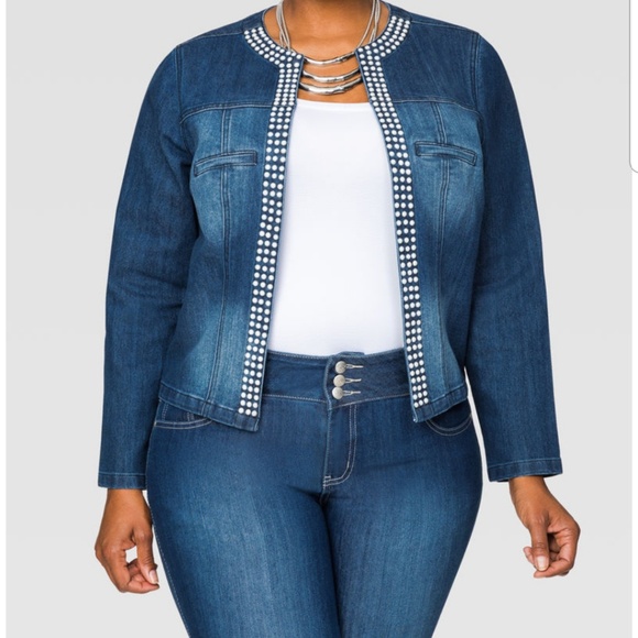 pearl trim denim jacket